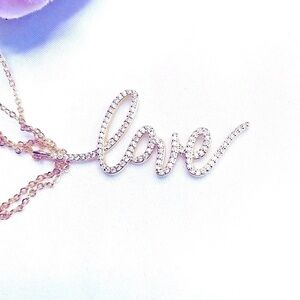 NWT Style Collection Gold with Dazzling CZ Stones Cursive LOVE Pendant Necklace